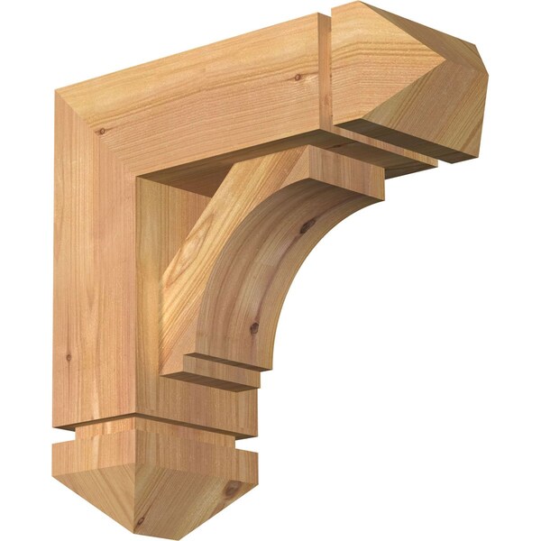 Ekena Millwork Imperial Arts and Crafts Smooth Bracket w/ Offset Brace, Western Red Cedar, 5 1/2"W x 14"D x 14"H BKT0604X14X14IMP03SWR - main